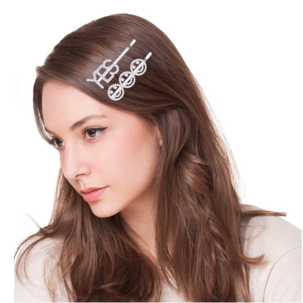 BRIDE Rhinestone Bobby Pin Barrette Hair Accessory - Picture 4 of 6